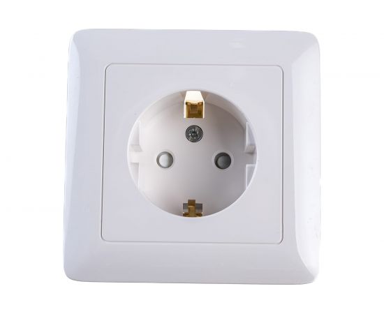 Розетка Schneider Electric 1-м СП 1мод. Хит 16А IP20 250В с заземл. защ. шторки бел. RS16-136-B 