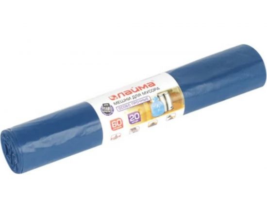 Мешки (20 шт; 60 л; 60х70 см; ПВД; 30 мкм; синие) для мусора ЛАЙМА 601382 