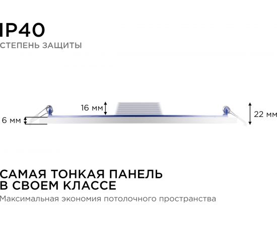 Встраиваемая светодиодная панель APEYRON круглая 220В, 24Вт, CRI:80Ra, 1920Лм, Ф 220/208 мм 06-56 – изображение 15
