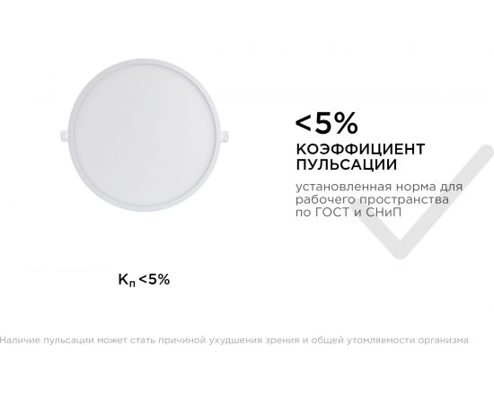 Встраиваемая светодиодная панель APEYRON круглая 220В, 24Вт, CRI:80Ra, 1920Лм, Ф 220/208 мм 06-56 – изображение 18