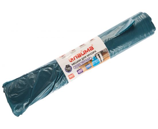 Мешки (20 шт; 60 л; 60х70 см; ПВД; 30 мкм; синие) для мусора ЛАЙМА 601382 – изображение 2