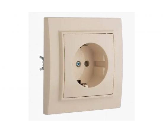 1-местная розетка EKF Минск СП с/з 16А бежевый, с защитными шторками ERR16-028-200 – изображение 2