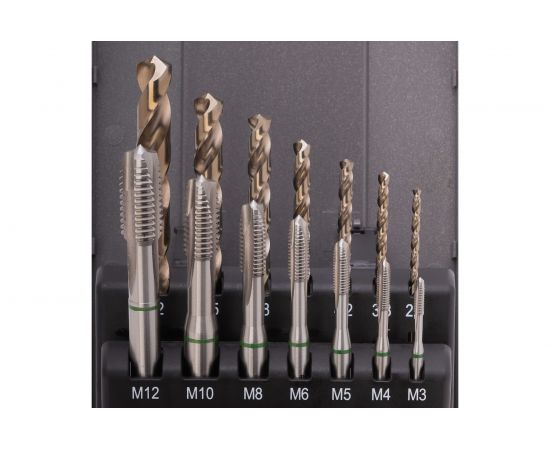 Набор машинных метчиков Ruko M3-М12 мм HSSE-Co5 14пр 245051RO – изображение 2