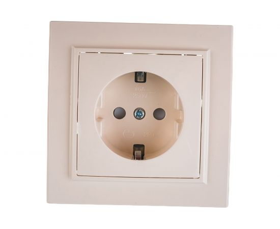 1-местная розетка EKF Минск СП с/з 16А бежевый, с защитными шторками ERR16-028-200 – изображение 3