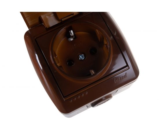 Розетка с крышкой Lezard NATA с заземлением, керамика, сосна 710-0800-123 – изображение 3