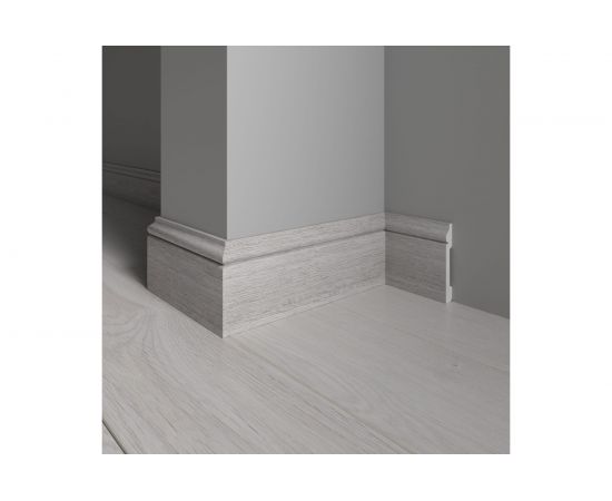 Напольный плинтус Decor-Dizayn ударопрочный, влагостойкий, дуб беленый, 79х13х2400 мм 005-89SH – изображение 3