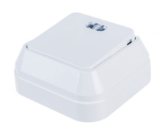 Двухклавишный накладной выключатель с подсветкой, белый, Makel 45123 – изображение 3