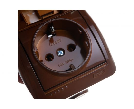 Розетка с крышкой Lezard NATA с заземлением, керамика, сосна 710-0800-123 – изображение 4