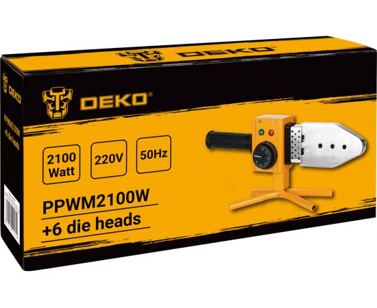 Аппарат для сварки полипропиленовых труб DEKO в металлическом кейсе, 6 насадок (20-63 мм) PPWM2100W 063-4249 – изображение 4
