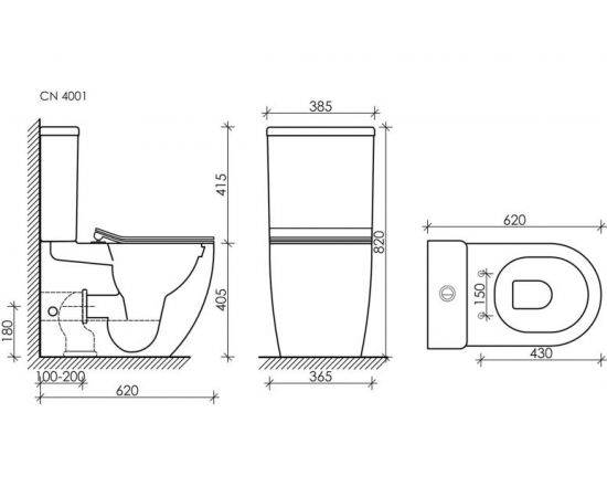 Бачок для унитаза Ceramica Nova METROPOL Rimless, двойной смыв 3/6 арматура Geberit CN4001-T – изображение 5