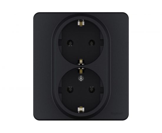 Розетка Legrand 2x2К+З - немецкий стандарт - 16 А - 250 В - INSPIRIA - антрацит 673753 