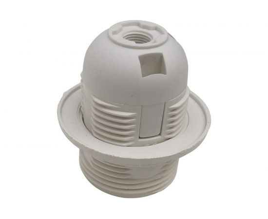 Патрон с кольцом Е27 REV, термостойкий пластик, белый 24626 8 