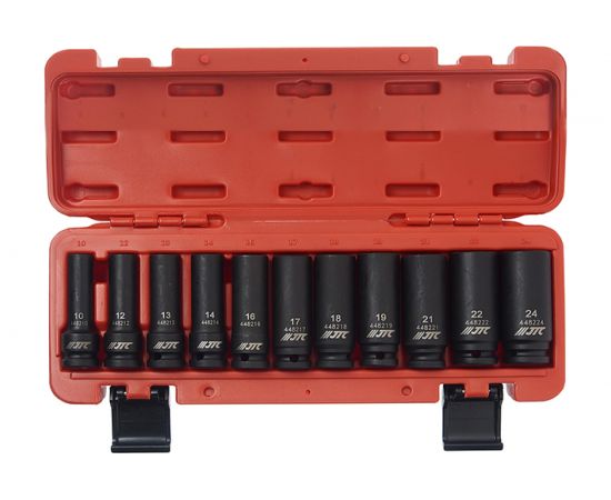 Набор головок торцевых глубоких ударных (11 шт; 10-24 мм; 6-гранные; 1/2"") JTC-J411M 