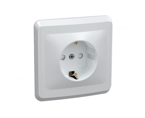 1-местная розетка с защитными шторками IEK ВЕГА РСш10-3-ВБ с заземляющим контактом, 16А, белый ERV14-K01-16-DM 