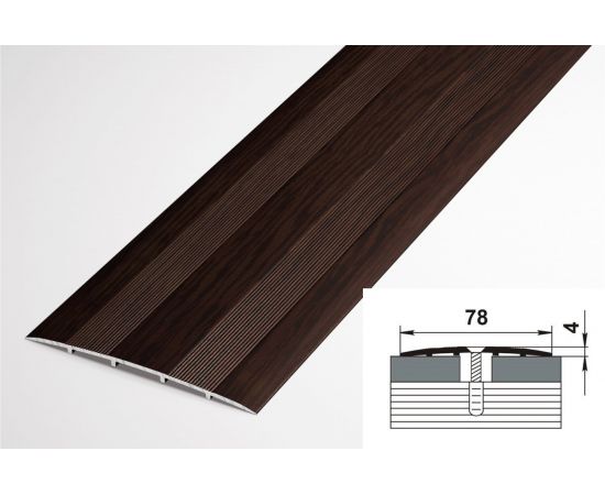 Порог прямой алюминиевый (78 мм; 0.9 м; декоративный; дуб венге) Лука УТ000002225 – изображение 2