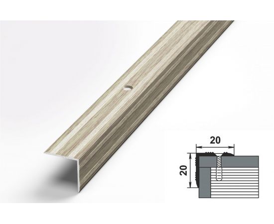 Порог угловой алюминиевый (20х20 мм; 0.9 м; декоративный; дуб беленый) Лука 00000001761 – изображение 2