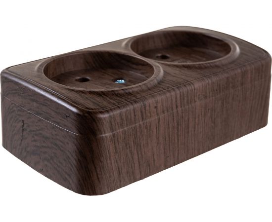 2-местная розетка EKF ОП Минск 10А без заземления, тёмное дерево SQEGR10-102-40 – изображение 2