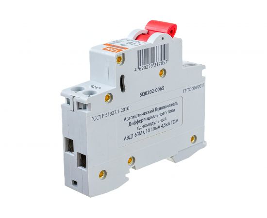 Автоматический выключатель дифференциального тока TDM 63М 2P1P+N C10 10мА 4,5кА тип АС SQ0202-0065 – изображение 3