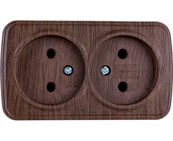 2-местная розетка EKF ОП Минск 10А без заземления, тёмное дерево SQEGR10-102-40 – изображение 3