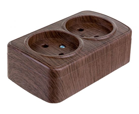 2-местная розетка EKF ОП Минск 10А без заземления, тёмное дерево SQEGR10-102-40 – изображение 5