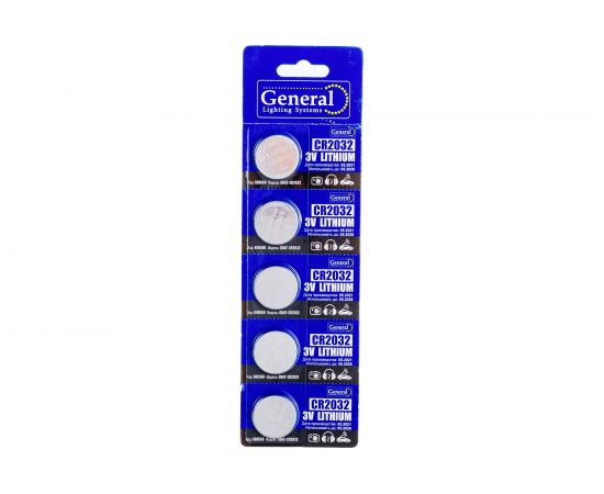 Батарейка General Lighting Systems GBAT-CR2032 кнопочная литиевая 5pcs/card (Рас.0) 800568 