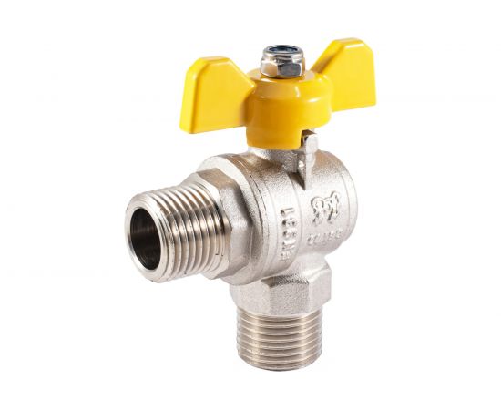 Шаровой кран PROFACTOR угловой для газа PF GAS н/н бабочка 1/2 дюйма PF GBV 336M 