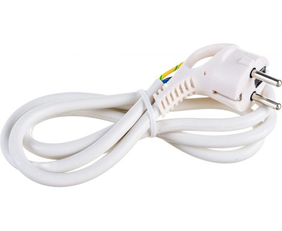 Сетевой шнур с вилкой ЭРА U-3x1,5-1,5m-W с заземлением 1,5м ПВС 3x1,5мм2 белый Б0048704 
