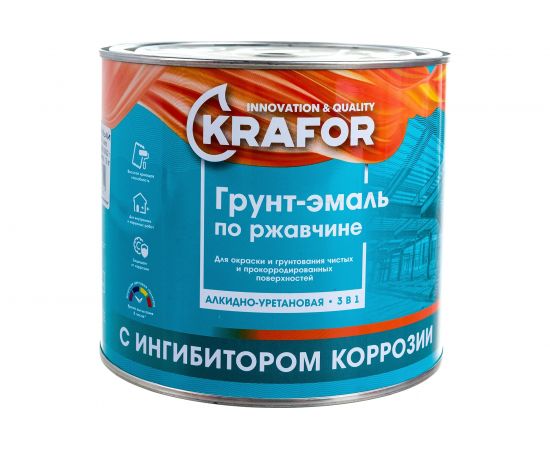 Грунт-эмаль по ржавчине KRAFOR ЧЕРНАЯ 1,9 кг 6 26696 