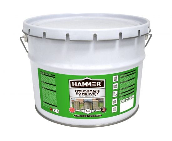 Грунт-эмаль по металлу HAMMER 3в1 б/с шоколадная 10 кг ЭК000132855 
