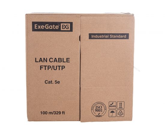 Кабель UTP ExeGate 4 пары, категория 5e, Special CCA, 26AWG, бухта 100м, серый, PVC 281818 