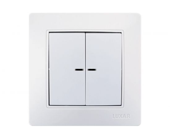 Выключатель LUXAR Novo с/у 2 клавиши, с подсветкой белый, 250В 10А 4606400420156 