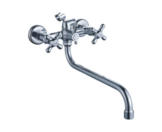 Универсальный смеситель Эверест с круглым изливом и переключателем для душа B22-340M 