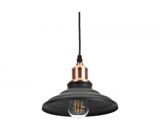 Подвес ЭРА PL4 BK/RC металл, E27, max 60W, d203 мм, шагрень черный/медь Б0037438 