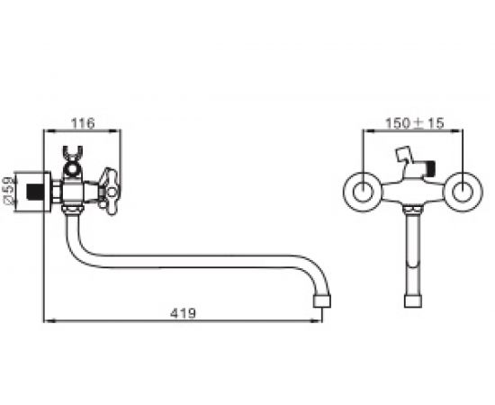 Универсальный смеситель Эверест с круглым изливом и переключателем для душа B22-340M – изображение 2