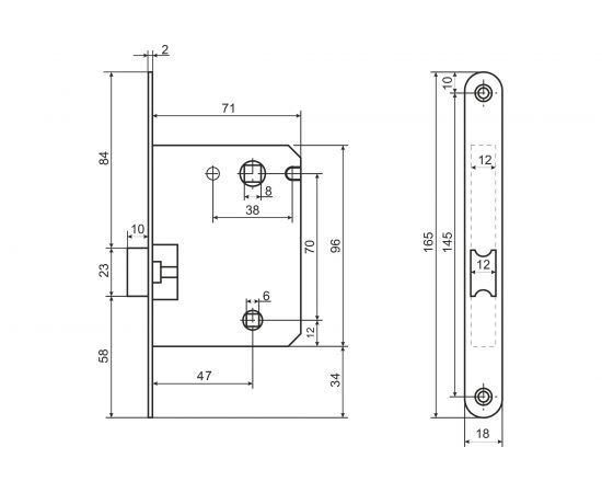 Защелка Аллюр L7050PR SN (матовый никель; пластик; овальная планка 18 мм; без ручек; с фиксатором) 11563 – изображение 2