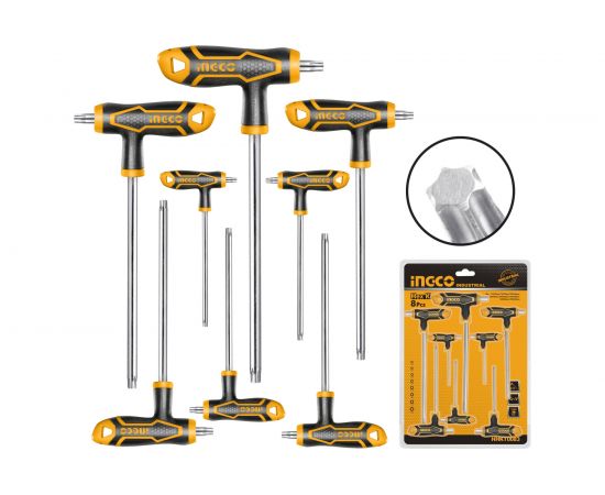 Набор Т-образных шестигранников INGCO TORX 8шт. Т10-Т50 HHKT8083 – изображение 2