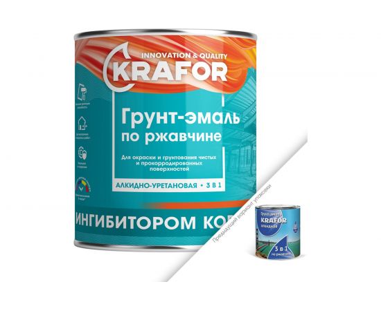 Грунт-эмаль по ржавчине KRAFOR ЧЕРНАЯ 1,9 кг 6 26696 – изображение 2
