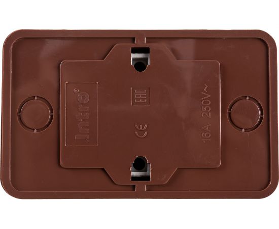 Розетка Intro Quadro с заземлением двойная 2x2P+E Schuko, 16А-250В, IP20, открытая установка, венге, Б0053805 – изображение 2