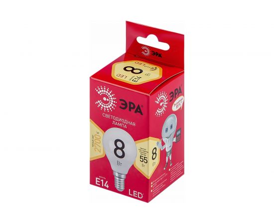 Светодиодная лампочка ЭРА RED LINE LED P45-8W-827-E14 R Е14 / E14 8 Вт шар теплый белый Б0050697 – изображение 2
