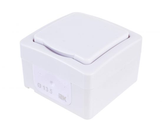 Одноместная розетка IEK с заземляющим контактом, с крышкой, для открытой установки РСб20-3-ГПБб IP54 ERMP12-K01-16-54-EC – изображение 2