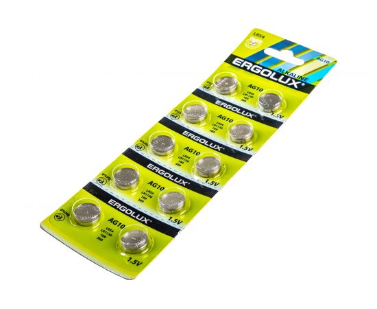 Батарейки для часов Ergolux AG10 BL-10 AG10-BP10 LR54/LR1130/189/389 14321 – изображение 2