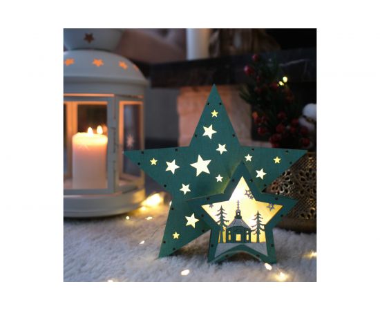 Деревянная фигура с подсветкой NEON-NIGHT Домик Звездочета бирюзовая 26х7х25см 504-019 – изображение 3