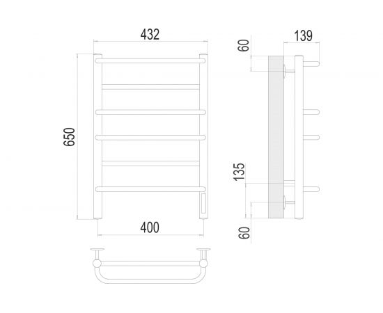 Полотенцесушитель Terminus Евромикс quick touch П6 400x650 4670078531261 – изображение 3