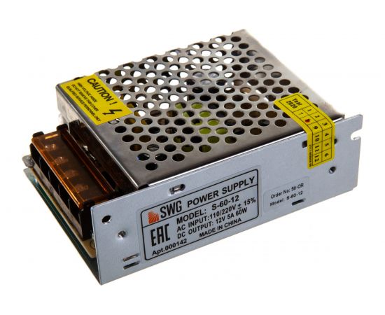 Блок питания SWG-60-12 сетка, 60 W, 12V S00000000142 – изображение 5