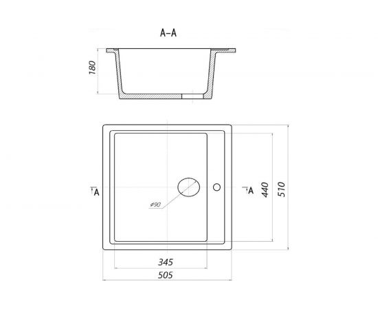 Кухонная мойка Gerhans A 11 22 ЧЕРНЫЙ /БЕЛАРУСЬ/ 510х505 мм А11-22 – изображение 5