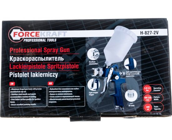 Краскораспылитель с верхним пластиковым бачком FORCEKRAFT FK-H-827-2V 50325 – изображение 6