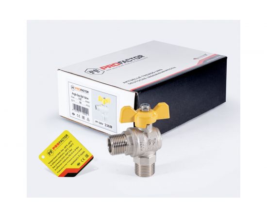 Шаровой кран PROFACTOR угловой для газа PF GAS н/н бабочка 1/2 дюйма PF GBV 336M – изображение 9