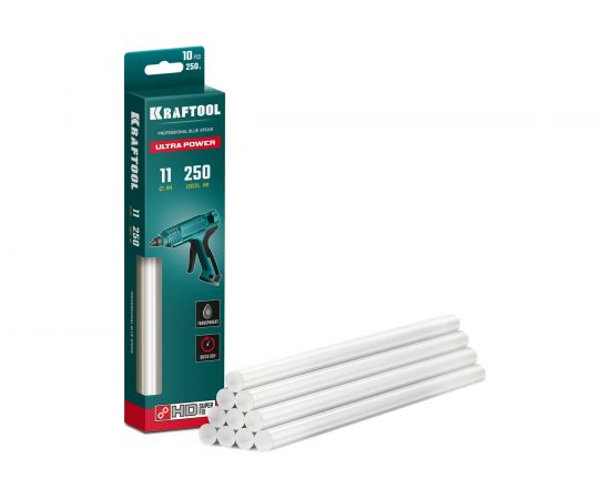 Ультрамощные прозрачные клеевые стержни KRAFTOOL Ultra Power 10 шт, 11x250 мм 06848-10 