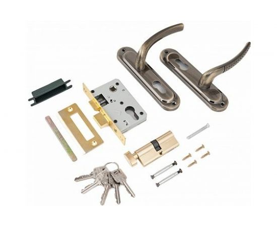 Врезной замок с ручкой Стандарт AB (вертушка; старая бронза) 4855 – изображение 2