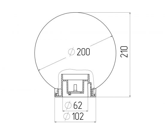 Садово-парковый светильник ЭРА НТУ 0260201, шар, белый, призма, D200 mm Б0048043 – изображение 2